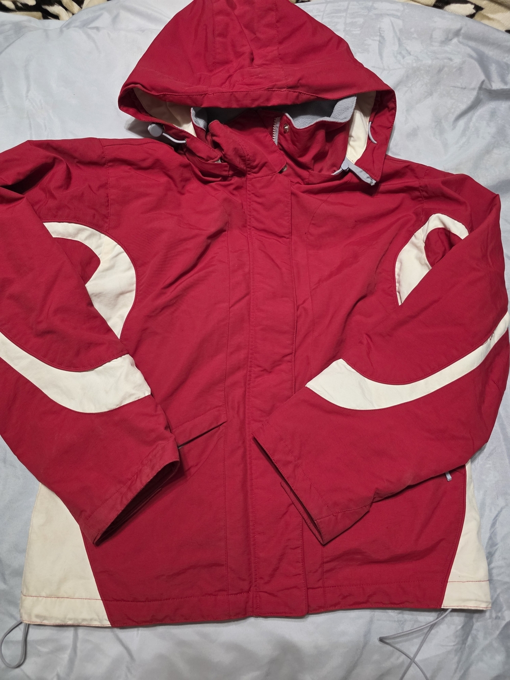 Alpine Red and White Hooded Ski Jacket
